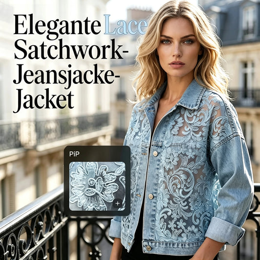 🔥LETZTER TAG 50 % RABATT🧥 Locker sitzende Damenjeansjacke mit Blumenmuster und Spitzen-Patchwork – verspielter Boho-Look, bequem & einzigartig – perfekt für Alltag, Ausflüge & Layering