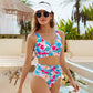 💥50% RABATT!🩱🏖️Modisches, mehrfarbig bedrucktes 3-teiliges Bikini-Badeanzug-Set für Damen