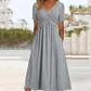 🎁50% Rabatt! 👗Damen V-Ausschnitt Kurze Ärmel Lange Kleider – Bequem, atmungsaktiv & figurschmeichelnd für alle Körpertypen
