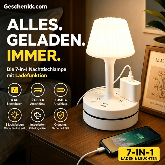 ⏰⌛50 % Rabatt!!🎁💡Nachttischlampe mit Steckdosen und USB-Anschlüssen