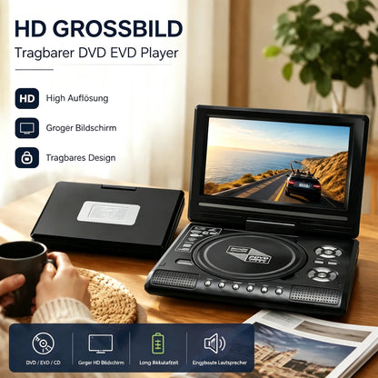 🔥💥50 % Rabatt📺🎁7,8" HD Tragbarer DVD/EVD-Player – Großer Bildschirm, wiederaufladbar & kompatibel mit DVD/CD/USB/SD – Ideal für Zuhause & unterwegs