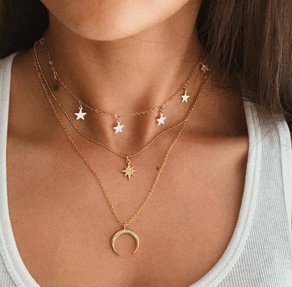 🎉💖50% Rabatt🎁📿Elegante, mehrreihige Halskette mit einem zarten Anhänger