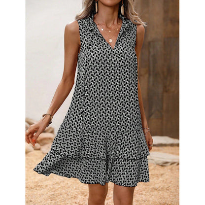 🎉Letzter Tag der Aktion:50% Rabatt💃Damenkleid mit Schleife und geometrischem Muster