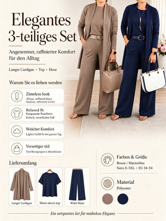 🔥🔥Herbstneuheiten 2026 – 50% Rabatt!🎁⏰Elegantes 3-teiliges Set – bestehend aus langem Cardigan, Oberteil und Hose
