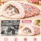 🎉💖Über 66.000 verkauft!🐱🎁Flauschige Katzenhöhle mit Cartoon-Muster – Halbgeschlossen, warm & perfekt für den Winter😴