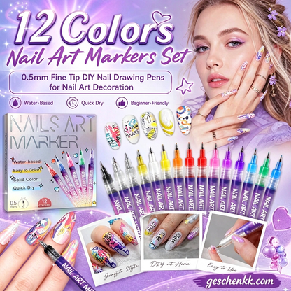 🎉🔥68.000+ verkauft!🎁💅12-teiliges Nagelkunst-Stift-Set – Kreatives Geschenk für Mädchen & Nail-Art-Liebhaberinnen