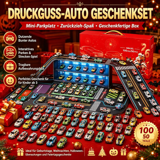 ⌛⏰Nur heute 50% Rabatt!🎁🧒Spielset mit zusammenklappbarer Spielzeuggarage – perfekt als Geschenk für Kinder!
