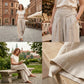 🔥LIMITED-TIME 50% RABATT!👖Damen Weite Hose aus Baumwoll-Leinen | Elastischer Bund mit Taschen