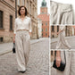 🔥LIMITED-TIME 50% RABATT!👖Damen Weite Hose aus Baumwoll-Leinen | Elastischer Bund mit Taschen