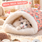 🎉💖Über 66.000 verkauft!🐱🎁Flauschige Katzenhöhle mit Cartoon-Muster – Halbgeschlossen, warm & perfekt für den Winter😴