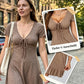 ⌛50% RABATT!👗Damen V-Ausschnitt Minikleid mit Brustkordel – Figurbetonter Bodycon-Schnitt, weicher Stoff für Dates, Partys & Sommerabende