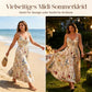 💐Sommer-Sonderangebot: 50% Rabatt!!🌿🌸 Plus-Size-Midikleid mit Blumenmuster und Spaghettiträgern