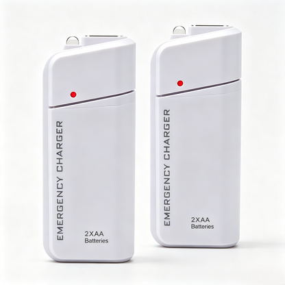 💥💥1 kaufen, 1 gratis📱🔋Tragbares Notfall-Ladegerät für Mobiltelefone – Powerbank mit AA-Batterien und LED-Taschenlampe