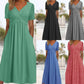 🎁50% Rabatt! 👗Damen V-Ausschnitt Kurze Ärmel Lange Kleider – Bequem, atmungsaktiv & figurschmeichelnd für alle Körpertypen