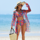 💥50% RABATT!🩱🏖️Modisches, mehrfarbig bedrucktes 3-teiliges Bikini-Badeanzug-Set für Damen