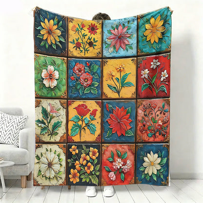 🚨Letzter Tag! 50% REDUKTION 🌸 Kuschelige Flanelldecke mit Blumenmuster – Ultraweich & dekorativ für Ihr Zuhause!