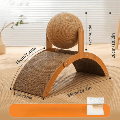 ⌛🎁50 % Rabatt für kurze Zeit!🐱🧶Natürlicher Sisal-Kratzball mit Kartonunterlage – Befriedigt den Kratztrieb, Schont Möbel & Für jede Katze 🎉