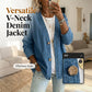🔥Letzter Tag: 60% Rabatt! ⏰👖 Klassische Damen-Jeansjacke🎁V-Ausschnitt, Knopfleiste & Lockerer Casual-Schnitt