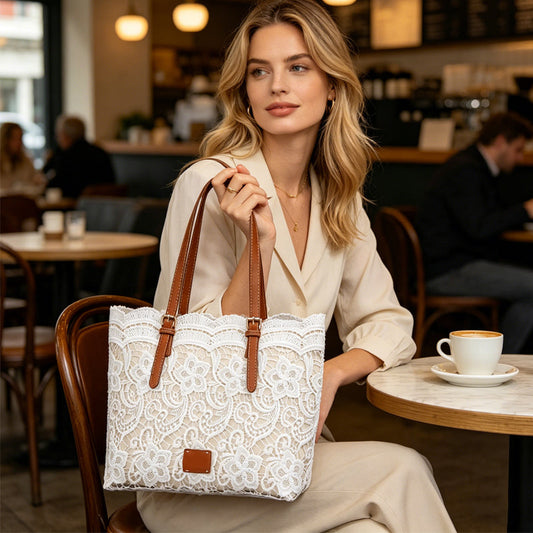 🎁50% RABATT!👜Elegante Spitzen-Tote-Bag mit Großem Fassungsvermögen – Stilvolles Design, Robuste Verarbeitung & Ideal Für Einkäufe, Strand & Alltag 🏖️
