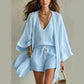 🔥50% RABATT!👚3-teiliges Freizeit-Set für Damen✨Loungewear mit Tunika, Top&Shorts – luftiges Homewear für Urlaub&Alltag