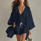 🔥50% RABATT!👚3-teiliges Freizeit-Set für Damen✨Loungewear mit Tunika, Top&Shorts – luftiges Homewear für Urlaub&Alltag