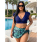 👙 Plus-Size Zweiteiler Swimdress ✨ Figurformender Bikini-Rock mit tropischem Print & Rüschenärmeln