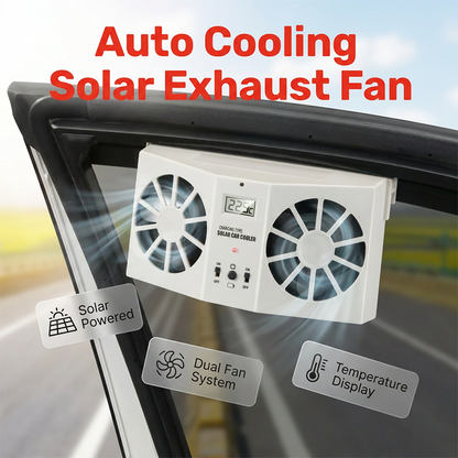 🔥50 % RABATT!!!🚗Solarbetriebener Auto-Abluftventilator – Doppel-Turbo-Belüftung & Temperaturanzeige☀️