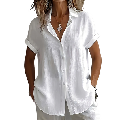 🎁50% RABATT!👚Damen Sommer-Freizeit-Kurzarmhemd – Leicht, luftig & vielseitig – Perfekt für warme Tage, Strand oder Alltag – femininer Look mit hohem Tragekomfort🌸✨