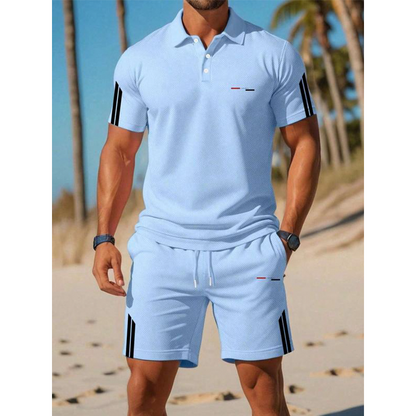 🎁50% RABATT!👕Bequemes 2-in-1-Set für Herren – Kurzarm-Oberteil mit passender Shorts – atmungsaktiv, leicht und vielseitig für jeden Sommeranlass☀️🩳