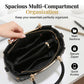 🔥NUR FÜR KURZE ZEIT: 50 % RABATT! 👜 Damen-Handtasche mit V-Naht – goldene Beschläge, mehrere Fächer, Tragegriff 🌸