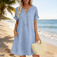 🔥50% Rabatt für begrenzte Zeit👗Lässiges Tunika-Kleid für Damen mit V-Ausschnitt und Taschen