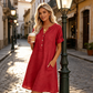 🔥50% Rabatt für begrenzte Zeit👗Lässiges Tunika-Kleid für Damen mit V-Ausschnitt und Taschen