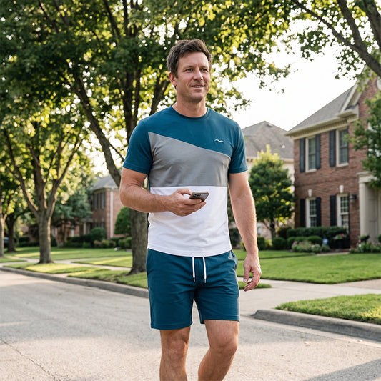 💥50% RABATT!👕Herren 2-Teiler Freizeit-Set | Colorblock T-Shirt & Shorts für Alltag & Sport 🌿