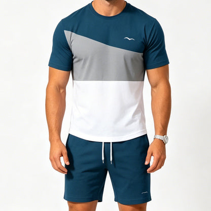 💥50% RABATT!👕Herren 2-Teiler Freizeit-Set | Colorblock T-Shirt & Shorts für Alltag & Sport 🌿