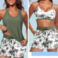 ⌛50 % RABATT FÜR BEGRENZTE ZEIT!👙Plus Size 3-teiliges Badeset – Tankini Top, Neckholder Bikini&Palmenprint Badeshorts, figurfreundlich für Strand&Pool