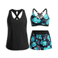 ⌛50 % RABATT FÜR BEGRENZTE ZEIT!👙Plus Size 3-teiliges Badeset – Tankini Top, Neckholder Bikini&Palmenprint Badeshorts, figurfreundlich für Strand&Pool