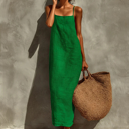💥50% Rabatt👗Klassisches Boho-Kleid mit Spaghettiträgern & eckigem Ausschnitt – leicht & luftig für den Urlaub 🌸
