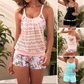 🎁50% RABATT!🩱Damen-Set mit tropischem Muster: Spitzentop und Shorts für den Urlaub