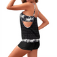 🎁50% RABATT!🩱Damen-Set mit tropischem Muster: Spitzentop und Shorts für den Urlaub