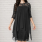 ⌛50% RABATT!👗Elegantes Damenkleid mit asymmetrischem Saum und Spitzenbesatz