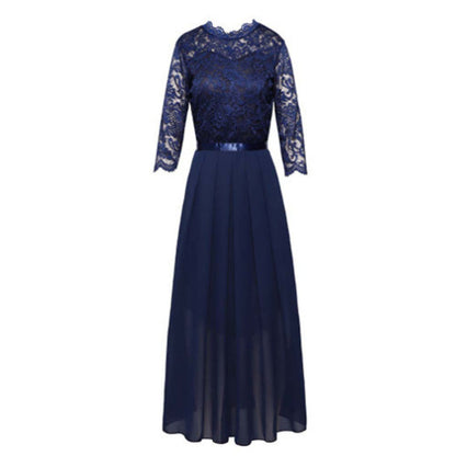 🔥Neu eingetroffen 50% RABATT!!!👗Spitzenkleid mit Satin-Gürtel und langem Rock – feminin