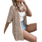 👚JETZT 50% RABATT!🌸Damen Kurzarm-Strickjacke mit Lochmuster – atmungsaktives Pointelle, leicht & vielseitig, offene Vorderseite – Sommer-Essential☀️