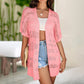 👚JETZT 50% RABATT!🌸Damen Kurzarm-Strickjacke mit Lochmuster – atmungsaktives Pointelle, leicht & vielseitig, offene Vorderseite – Sommer-Essential☀️