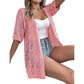 👚JETZT 50% RABATT!🌸Damen Kurzarm-Strickjacke mit Lochmuster – atmungsaktives Pointelle, leicht & vielseitig, offene Vorderseite – Sommer-Essential☀️
