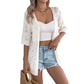 👚JETZT 50% RABATT!🌸Damen Kurzarm-Strickjacke mit Lochmuster – atmungsaktives Pointelle, leicht & vielseitig, offene Vorderseite – Sommer-Essential☀️