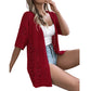 👚JETZT 50% RABATT!🌸Damen Kurzarm-Strickjacke mit Lochmuster – atmungsaktives Pointelle, leicht & vielseitig, offene Vorderseite – Sommer-Essential☀️