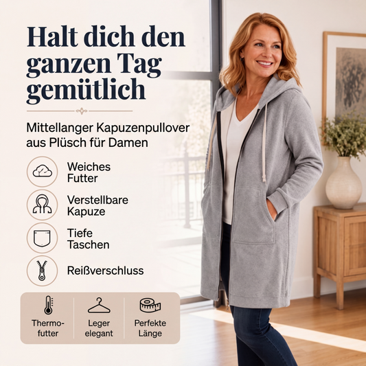 💥💥Neue Herbstkollektion – 50% Rabatt für kurze Zeit!🎁🧥Damen Fleece‑Kapuzenpullover mit Reißverschluss