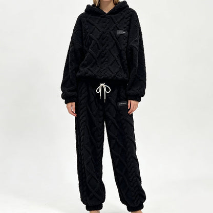 🍂🎁Neu für Herbst & Winter – 50% Rabatt für kurze Zeit!👚👖Thermo-Fleece-Pyjama-Set, warme Hauskleidung, 2-teilig, auch draußen tragbar