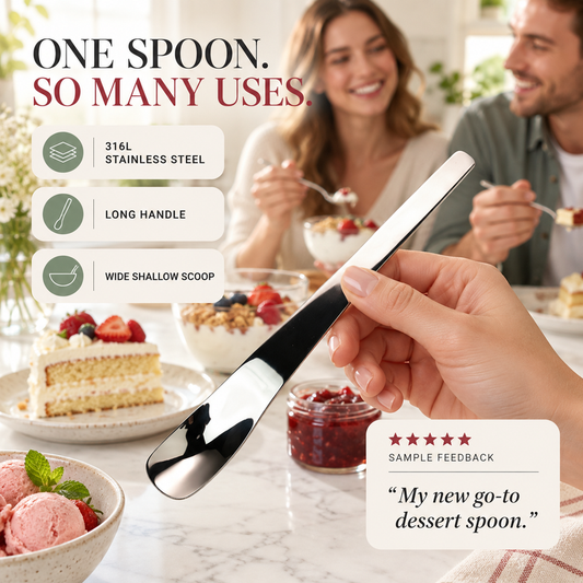 🚨⌛Nur heute 2 zum Preis von 1!🥄✨Dessertlöffel mit langem Stiel – Edelstahl 316L, spülmaschinenfest & perfekt für Eis & Kuchen