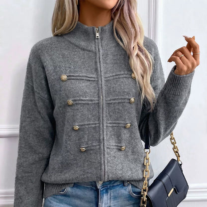 🎁🚨Nur heute 50 % Rabatt!!!🎉🧥Lässige Damen-Strickjacke mit doppeltem Reißverschluss